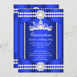 Invitación Quinceanera Royal Blue Diamond Tiara