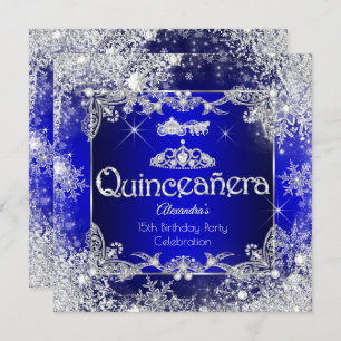 Invitación Quinceanera Royal Blue Fairytale Winter Wonderland