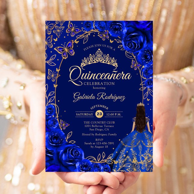 Invitación Quinceanera Royal Blue Gold (Subido por el creador)