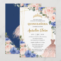 Quinceañera Royal Blue Rubor Floral Tara
