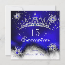 Invitación Quinceanera Royal Blue Snowflake 15th Birthday