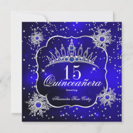 Invitación Quinceanera Royal Blue Snowflake Tiara 15° Fiesta