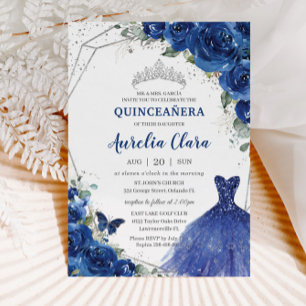 Invitación Quinceañera Royal Floral Princess Birthday 15