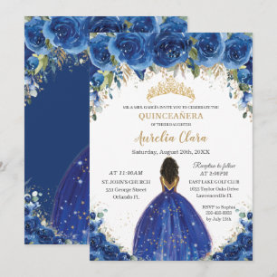 Invitación Quinceañera Royal Floral Princess Birthday 16