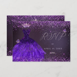 Invitación Quinceanera RSVP Mariposa Ultra Violeta