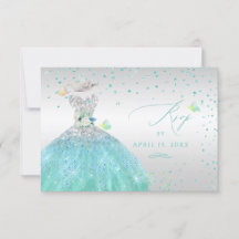 Quinceanera RSVP Turquoise Silver Purpurina Gown I