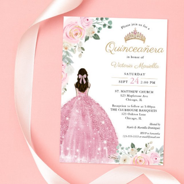 Invitación Quinceañera Rubor oro rosa 15 cumpleaños elegante (Subido por el creador)
