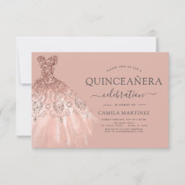 Invitación Quinceanera Rubor Pink - Esparkle Rosa Purpurina G