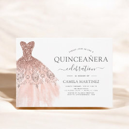 Invitación Quinceanera Rubor Pink - Esparkle Rosa Purpurina G