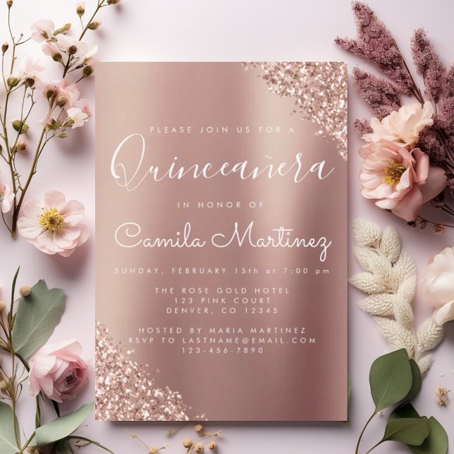 Invitación Quinceanera Rubor Pink - Esparkle Rosa Purpurina G (Subido por el creador)