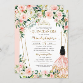 Invitación Quinceanera Rubor Rosa Gold, Chica en traje