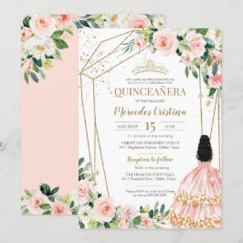 Invitación Quinceanera Rubor Roses rosas rosas y oro, Chica G