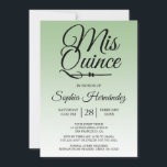 Invitación Quinceañera Sage Green 15 cumpleaños<br><div class="desc">Una moderna invitación de 15 años de diseño oscuro verde sabio Quinceañera presenta el texto "Mis Quince" en caligrafía manuscrita de escritura de moda negra. Perfecta invitación a la fiesta de cumpleaños número 15 para una elegante Quinceañera, perfecta para ella, la moderna moda que ama el patrón y el estilo...</div>