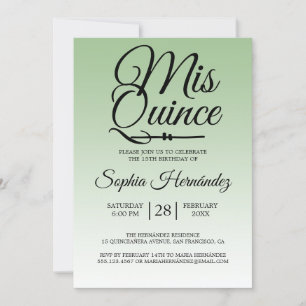 Invitación Quinceañera Sage Green 15 cumpleaños
