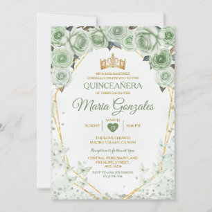 Invitación Quinceañera Sage Green Mariposa Mexicana