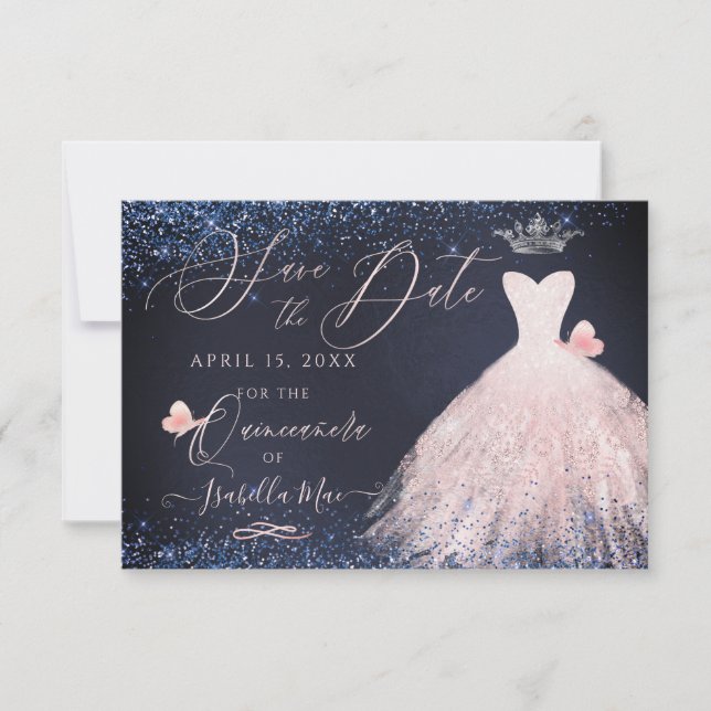 Invitación Quinceanera Salva a la fecha mariposa Rubor Guata  (Anverso)
