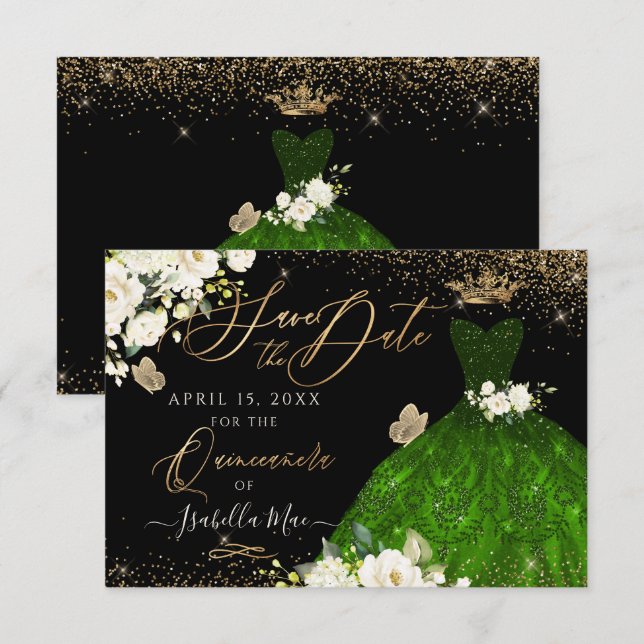 Invitación Quinceanera salva la fiesta que el Purpurina de Bu (Anverso / Reverso)