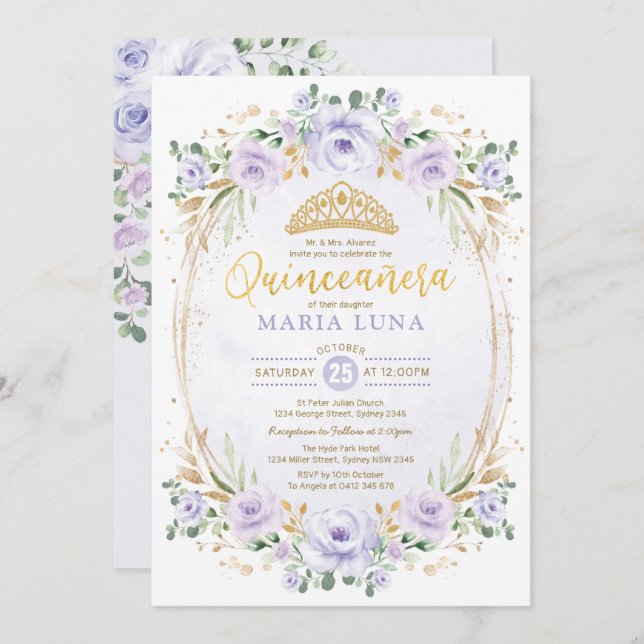 Invitación Quinceañera sana quince cumpleaños 15 (Anverso / Reverso)