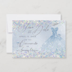 Invitación Quinceanera Save Date Holographic Confetti 