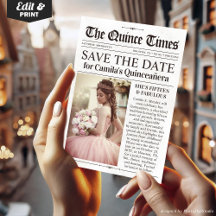 Quinceañera Save the Date, periódico de Miss Quinc