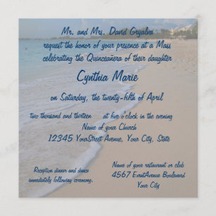 Invitación Quinceanera Sunshine en la playa