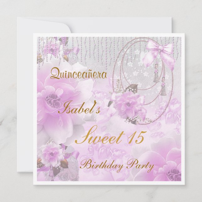 Invitación Quinceanera Sweet 15 Birthday Invitation (Anverso)