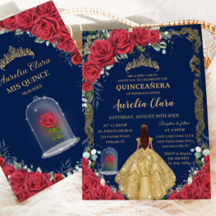 Invitación Quinceañera Sweet 16 Escándida Marina Rosa Roja Az