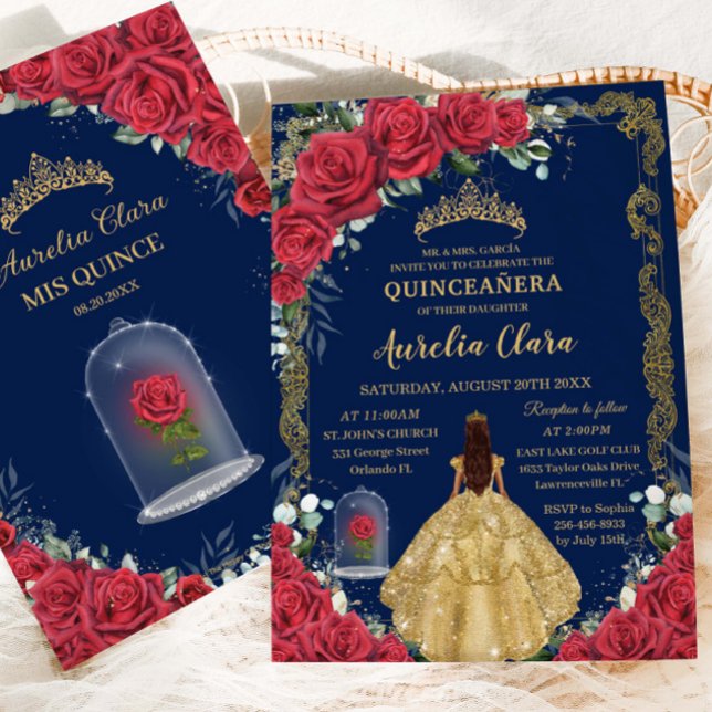 Invitación Quinceañera Sweet 16 Escándida Marina Rosa Roja Az (Subido por el creador)