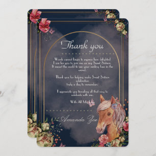 Invitación Quinceañera/Sweet 16 Horse design Gracias Nota