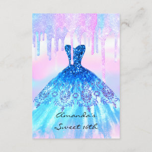 Invitación Quinceanera Sweet 16th Blue Pink Holographic Vesti