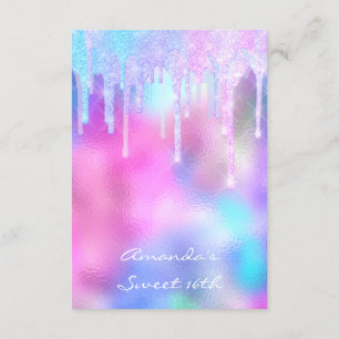 Invitación Quinceanera Sweet 16th Drips Holographic Pink