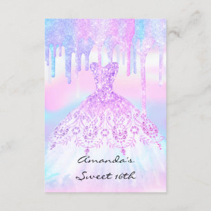Invitación Quinceanera Sweet 16th Unicorn Vestido Holográfico