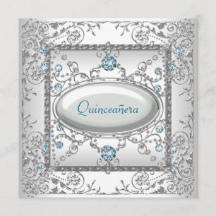 Invitación Quinceañera Teal Blanco
