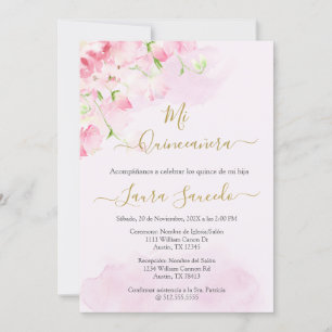 Invitación Quinceañera tema color rosa
