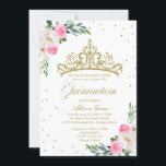 Invitación Quinceanera Tiara bilingüe rosa calient<br><div class="desc">Invitación Quinceanera Tiara bilingüe rosa caliente</div>