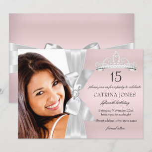 Invitación Quinceañera Tiara de Lazo de Diamante R