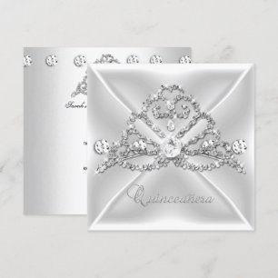 Invitación Quinceañera Tiara de plata con diamantes blancos 1