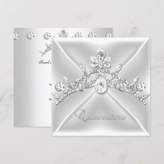 Invitación Quinceañera Tiara de Plata con Diamantes Blancos 1