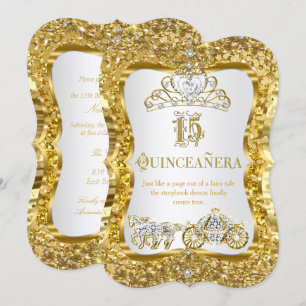 Invitación Quinceañera Tiara Mágica de Oro y Blanco Invitació