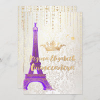 Quinceanera/Torre Eiffel/Princesa parisina/Púrpura