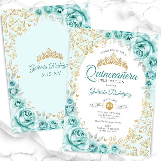 Invitación Quinceanera turquesa (Subido por el creador)
