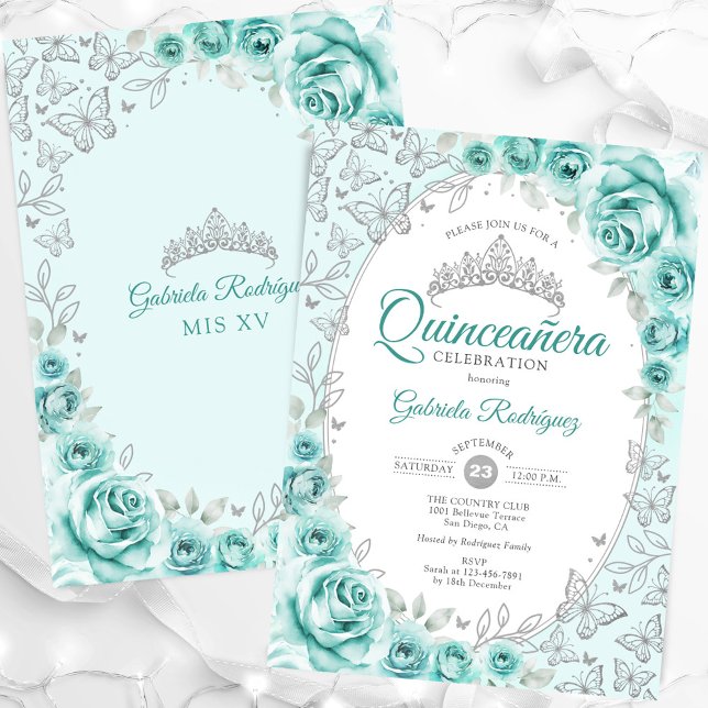 Invitación Quinceanera turquesa (Subido por el creador)
