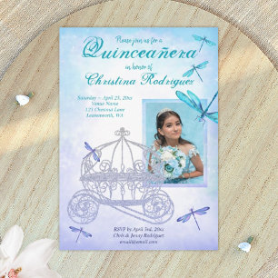 Invitación Quinceañera Turquesa, Azul Claro