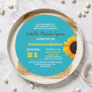Invitación Quinceañera Turquesa Giratoria