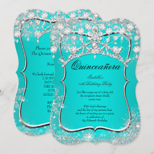 Invitación Quinceañera Verde Azul Invierno Mágico 15 Años Pla
