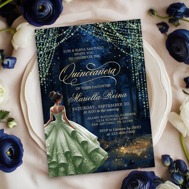 Invitación Quinceañera verde de sabio forestal encantado (Subido por el creador)