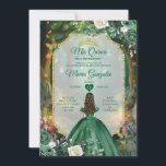 Invitación Quinceañera verde esmeralda<br><div class="desc">Invitación a la Quinceañera verde de esmeralda forestal</div>