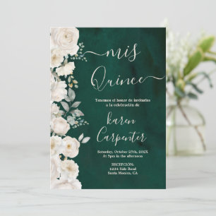 Invitación Quinceanera verde esmeralda