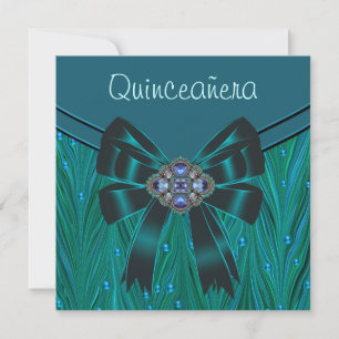 Invitación Quinceañera Verde Esmeralda Azul Turquesa