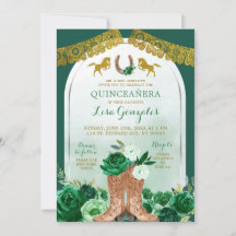 Quinceañera verde esmeralda de arranque occidental